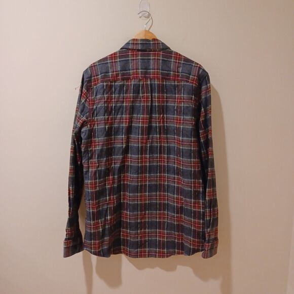 NWT LL Bean Scotch Plaid Flannel Shirt Mens L Tall Slim Fit Button Up Gray - Picture 4 of 8